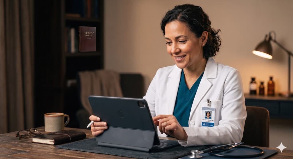 Licensed clinician reviewing patient chart
